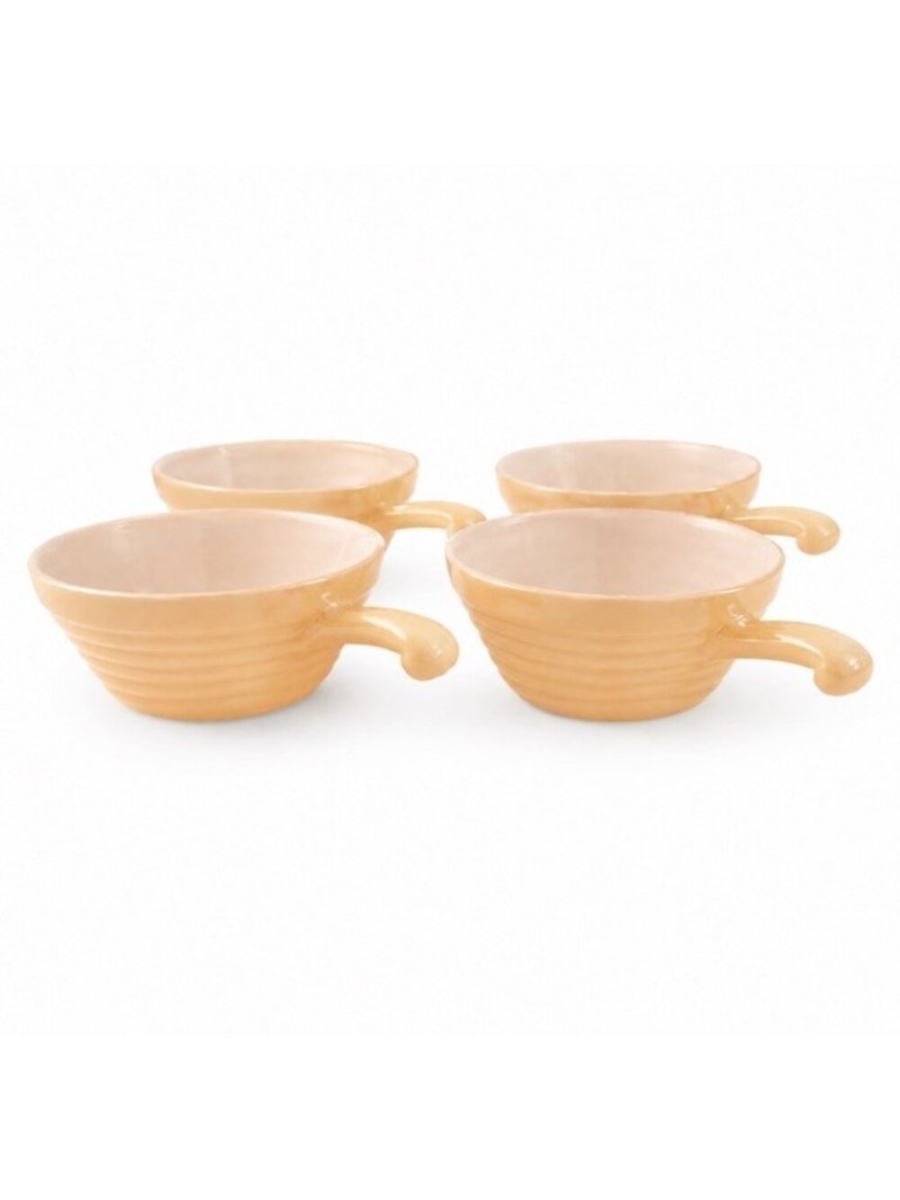4 Anchor Hocking Fire-King Peach Lustre 5" French Casserole BEEHIVE SOUP BOWLS